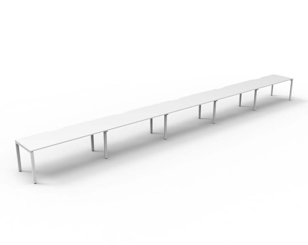 RAPID INFINITY DELUXE 5 PERSON PROFILE LEG SINGLE SIDED WORKSTATION 1800 X 750 X 730MM NATURAL WHITE TOP / WHITE FRAME
