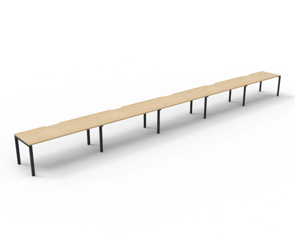 RAPID INFINITY DELUXE 5 PERSON PROFILE LEG SINGLE SIDED WORKSTATION 1800 X 750 X 730MM NATURAL OAK TOP / BLACK FRAME