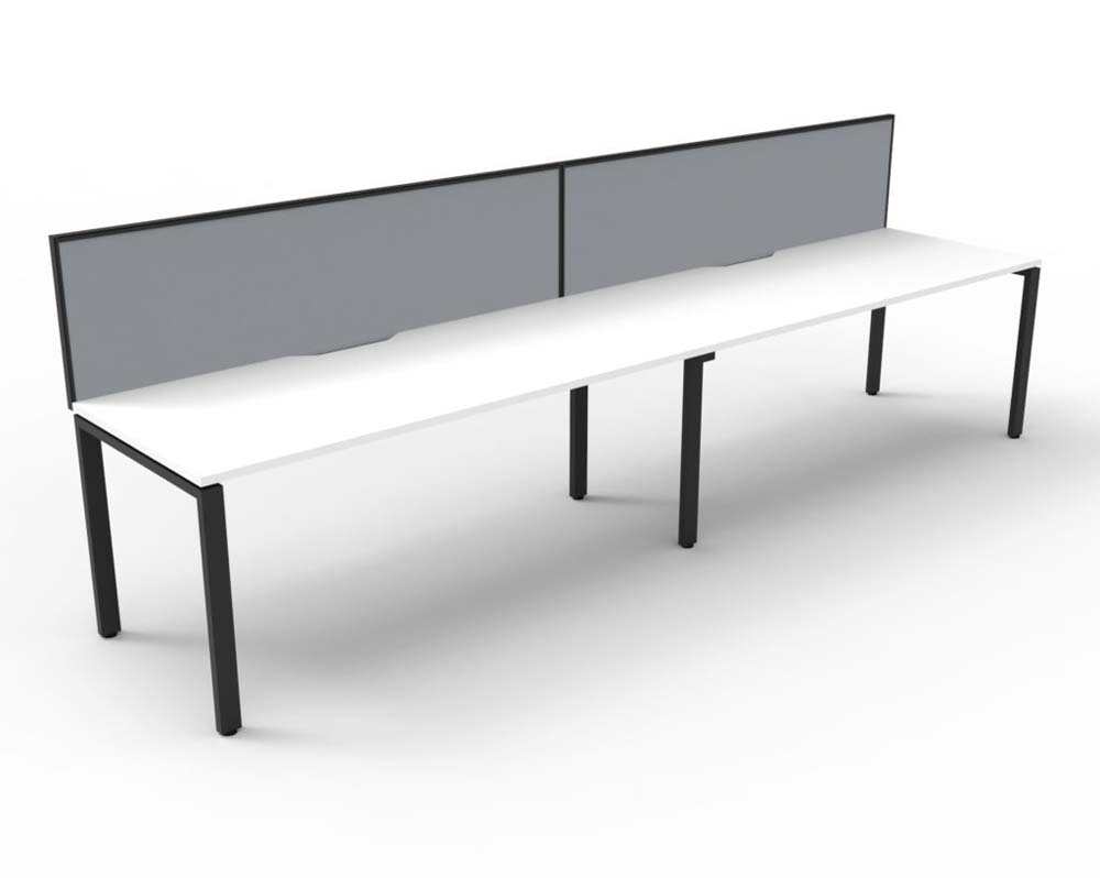 RAPID INFINITY DELUXE 2 PERSON PROFILE LEG SINGLE SIDED WORKSTATION 1800 X 750 X 730MM GREY SCREEN / NATURAL WHITE TOP / BLACK FRAME
