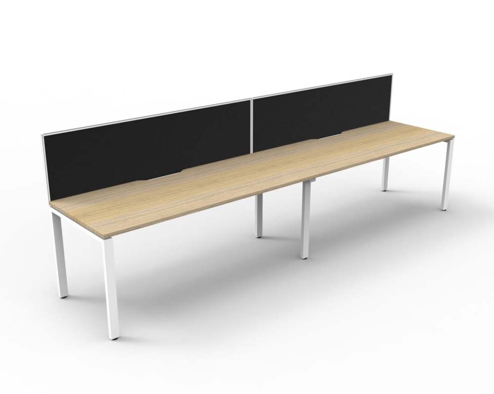 RAPID INFINITY DELUXE 2 PERSON PROFILE LEG SINGLE SIDED WORKSTATION 1800 X 750 X 730MM BLACK SCREEN / NATURAL OAK TOP / WHITE FRAME