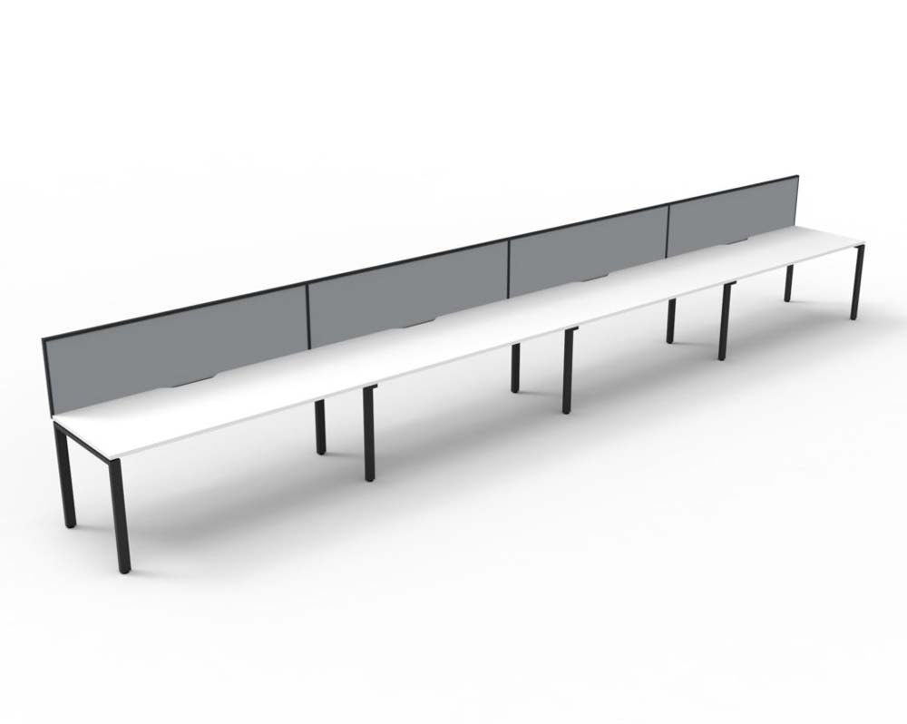 RAPID INFINITY DELUXE 4 PERSON PROFILE LEG SINGLE SIDED WORKSTATION 1200 X 750 X 730MM GREY SCREEN / NATURAL WHITE TOP / BLACK FRAME