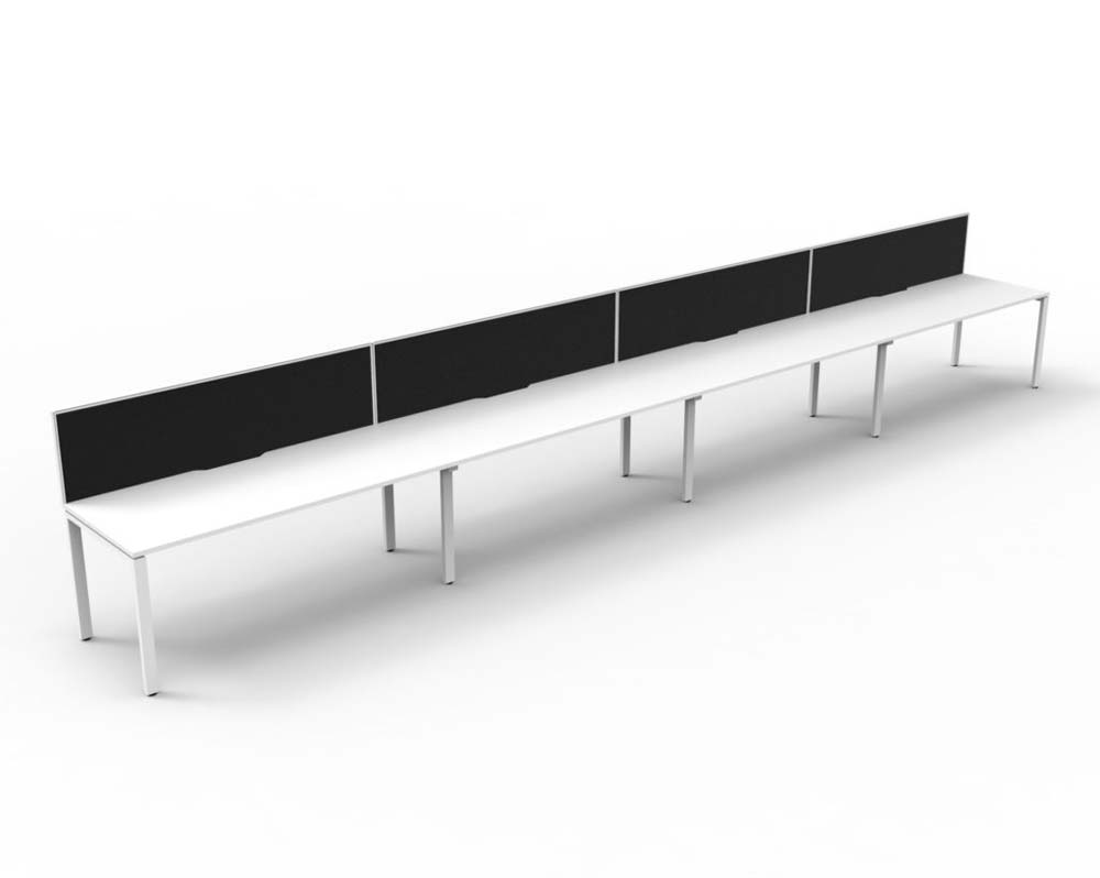 RAPID INFINITY DELUXE 4 PERSON PROFILE LEG SINGLE SIDED WORKSTATION 1200 X 750 X 730MM BLACK SCREEN / NATURAL WHITE TOP / WHITE FRAME