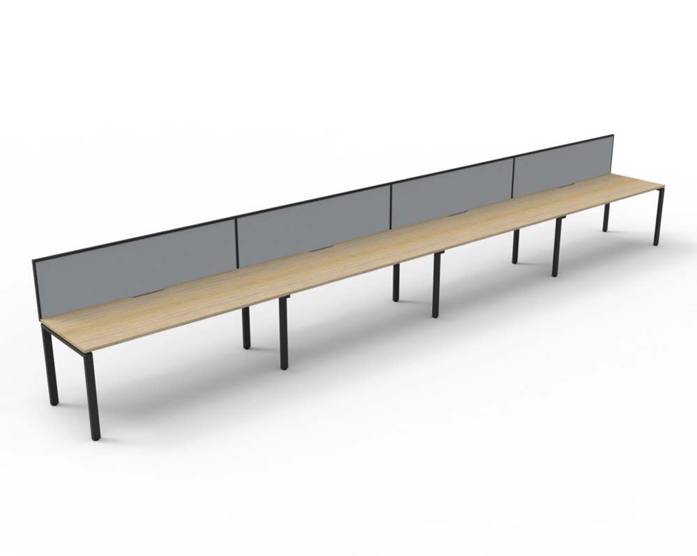 RAPID INFINITY DELUXE 4 PERSON PROFILE LEG SINGLE SIDED WORKSTATION 1200 X 750 X 730MM GREY SCREEN / NATURAL OAK TOP / BLACK FRAME