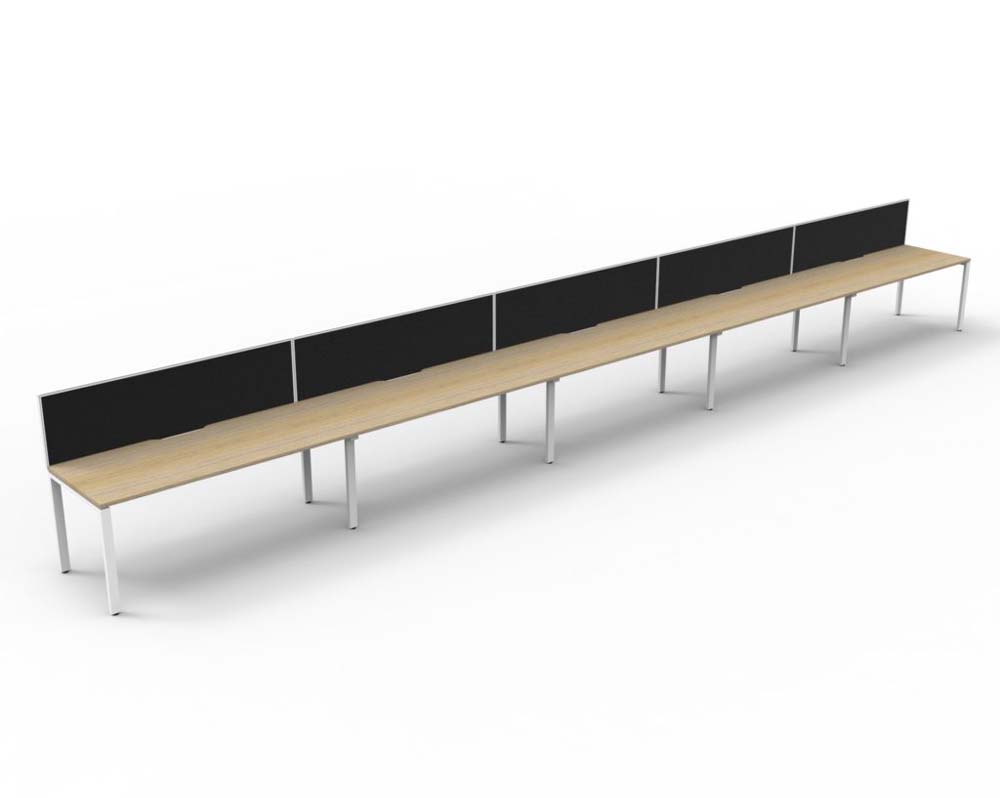 RAPID INFINITY DELUXE 5 PERSON PROFILE LEG SINGLE SIDED WORKSTATION 1500 X 750 X 730MM BLACK SCREEN / NATURAL OAK TOP / WHITE FRAME