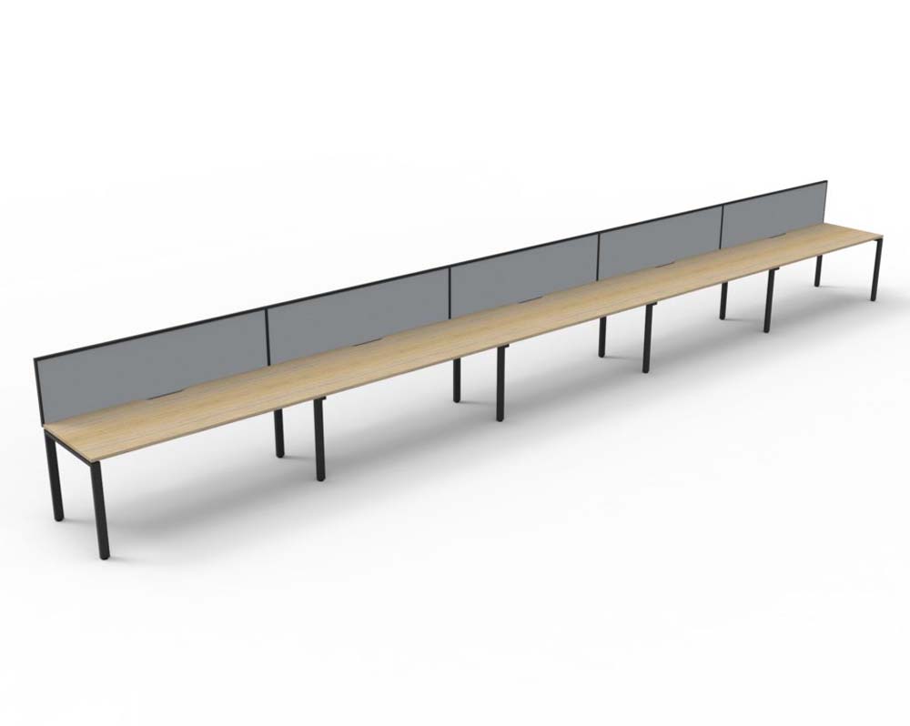 RAPID INFINITY DELUXE 5 PERSON PROFILE LEG SINGLE SIDED WORKSTATION 1800 X 750 X 730MM GREY SCREEN / NATURAL OAK TOP / BLACK FRAME