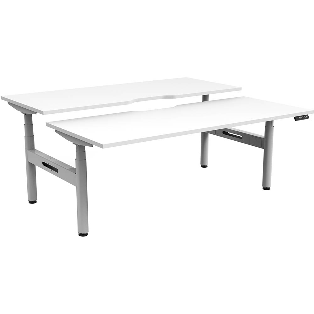 RAPIDLINE HALO PLUS DOUBLE SIDED WORKSTATION 1200MM NATURAL WHITE TOP / WHITE FRAME