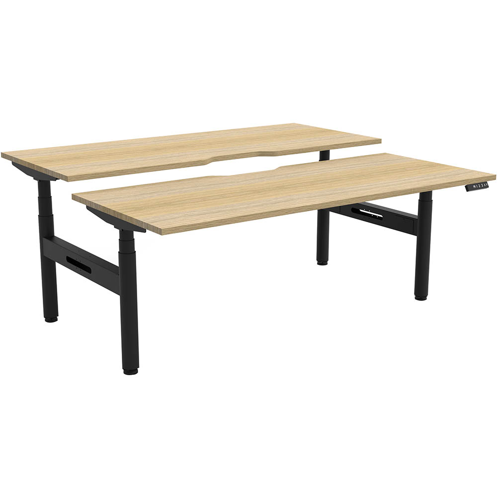 RAPIDLINE HALO PLUS DOUBLE SIDED WORKSTATION 1800MM NATURAL OAK TOP / BLACK FRAME