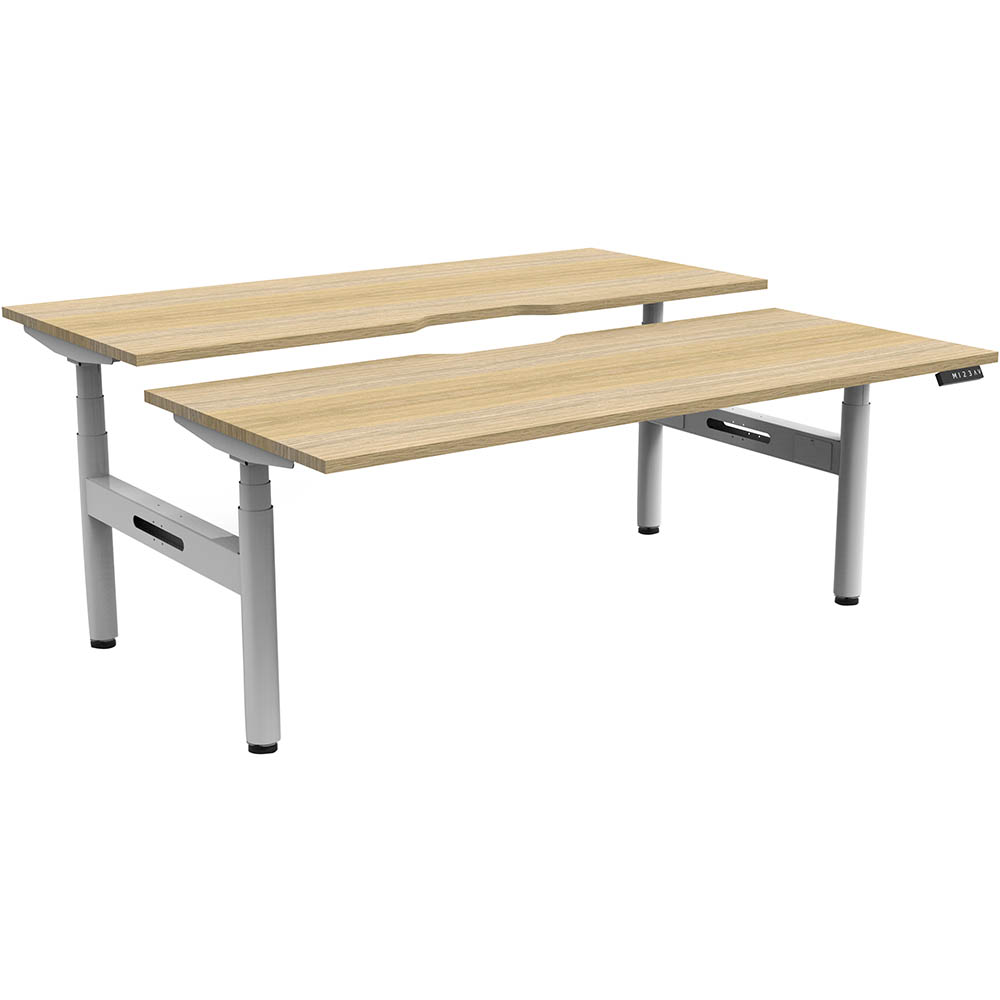 RAPIDLINE HALO PLUS DOUBLE SIDED WORKSTATION 1800MM NATURAL OAK TOP / WHITE FRAME