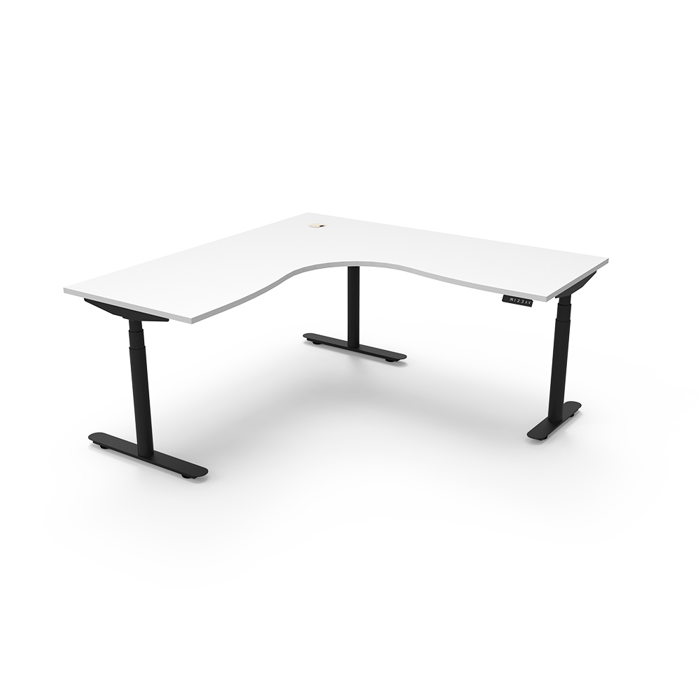 RAPIDLINE HALO PLUS CORNER WORKSTATION 1800 X 1800MM NATURAL WHITE TOP / BLACK FRAME