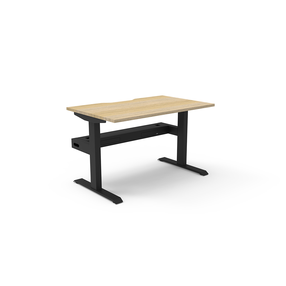 RAPIDLINE BOOST STATIC SINGLE SIDED WORKSTATION WITH CABLE TRAY 1200MM NATURAL OAK TOP / BLACK FRAME