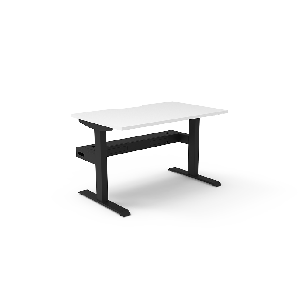 RAPIDLINE BOOST STATIC SINGLE SIDED WORKSTATION WITH CABLE TRAY 1200MM NATURAL WHITE TOP / BLACK FRAME