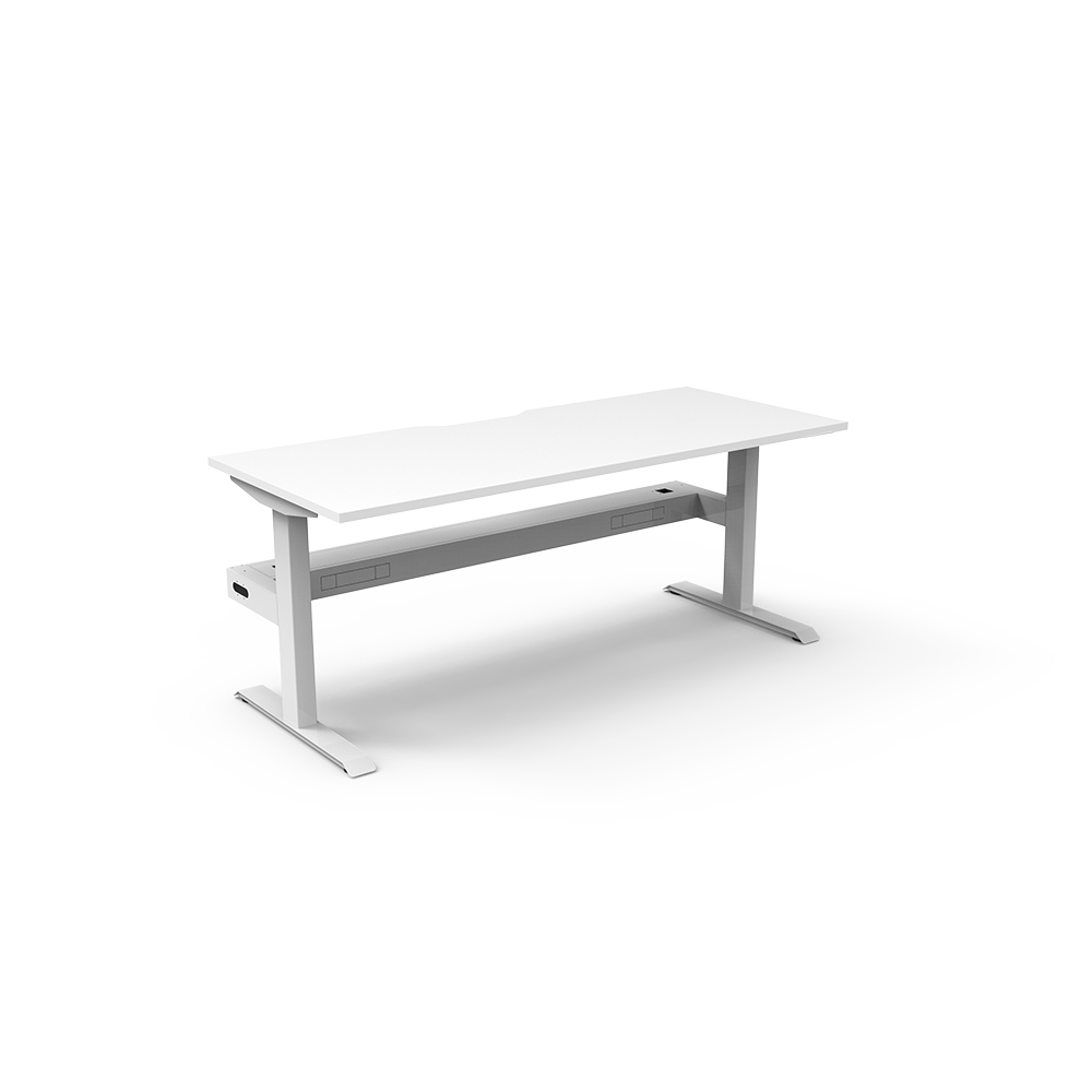 RAPIDLINE BOOST STATIC SINGLE SIDED WORKSTATION WITH CABLE TRAY 1800MM NATURAL WHITE TOP / WHITE FRAME