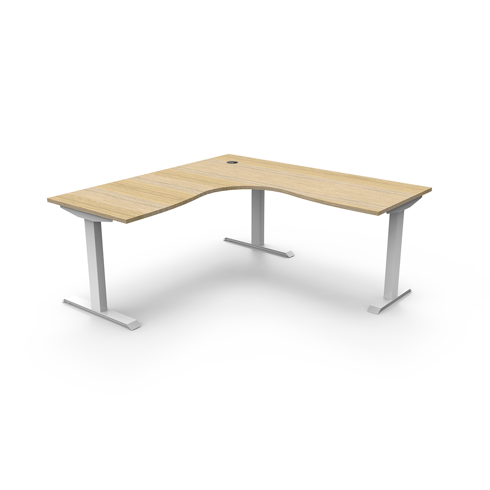 RAPIDLINE BOOST STATIC CORNER WORKSTATION 1800 X 1800MM NATURAL OAK TOP / WHITE FRAME