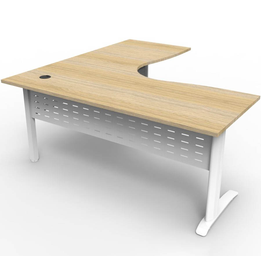 RAPID SPAN DELUXE CORNER WORKSTATION METAL MODESTY PANEL 1800 X 1500 X 730MM NATURAL OAK/WHITE