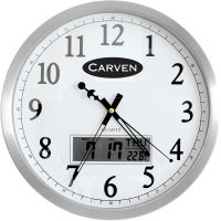 CARVEN WALL CLOCK WITH LED DATE 350MM ALUMINIUM FRAME