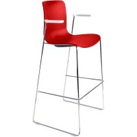 DAL ACTI BAR STOOL SLED BASE HIGH 760MM ARMS WHITE ARM-PADS AND CHROME FRAME POLYPROP SHELL