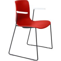 DAL ACTI CHAIR SLED BASE ARMS WHITE ARM-PADS AND BLACK POWDERCOAT FRAME POLYPROP SHELL