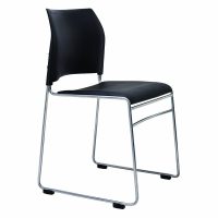 BURO MAXIM SLED BASE CHAIR WITH REFLECTIVE SILVER FRAME BLACK PU