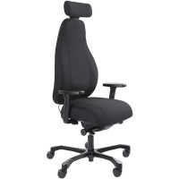 SERATI HIGH BACK CHAIR PRO-CONTROL SYNCHRO 3-D HEADREST ADJUSTABLE ARMREST BLACK ALUMINIUM BASE FOOTPLATES