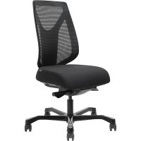 SERATI MESH HIGH BACK CHAIR BLACK ALUMINIUM BASE FOOTPLATES GABRIEL FIGHTER BLACK FABRIC
