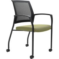 URBIN 4 LEG MESH BACK ARMCHAIR CASTORS BLACK FRAME
