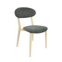 DURAFURN ATLANTA CHAIR NARROW BACKREST OAK FRAME/DARK GREY FABRIC SEAT AND BACKREST