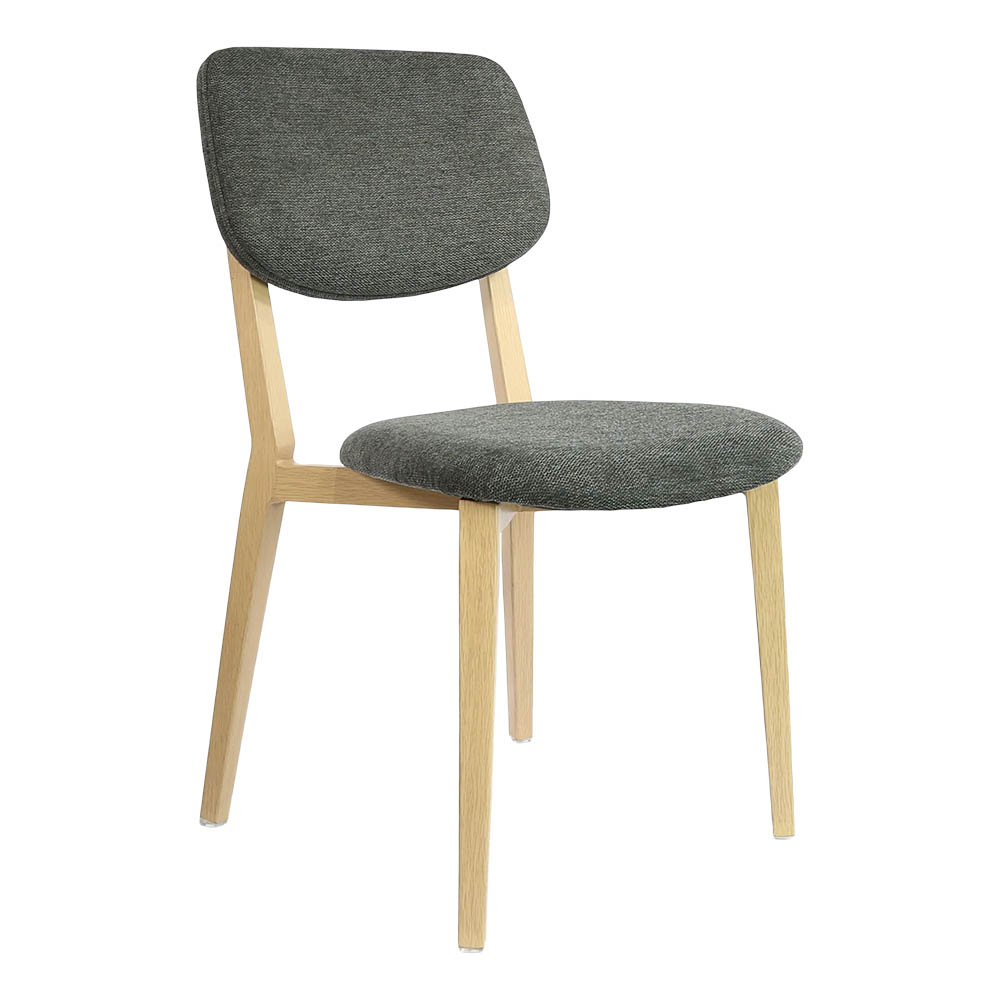 DURAFURN ATLANTA CHAIR LARGE BACKREST OAK FRAME/DARK GREY FABRIC SEAT AND BACKREST