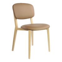 DURAFURN ATLANTA CHAIR LARGE BACKREST OAK FRAME/TAUPE VINYL SEAT AND BACKREST