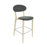 DURAFURN ATLANTA BARSTOOL NARROW BACKREST OAK FRAME/DARK GREY FABRIC SEAT AND BACKREST