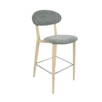 DURAFURN ATLANTA BARSTOOL NARROW BACKREST OAK FRAME/GREY FABRIC SEAT AND BACKREST