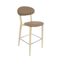 DURAFURN ATLANTA BARSTOOL NARROW BACKREST OAK FRAME/TAUPE VINYL SEAT AND BACKREST