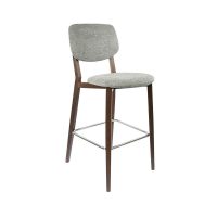DURAFURN ATLANTA BARSTOOL LARGE BACKREST WENGE FRAME/GREY FABRIC SEAT AND BACKREST