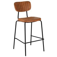 DURAFURN TIRAMISU BARSTOOL BLACK FRAME TAN FABRIC