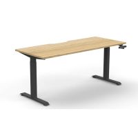 RAPIDLINE BOOST CRANK SINGLE SIDED WORKSTATION 1200 X 750 X 705MM NATURAL OAK TOP AND BLACK SATIN FRAME