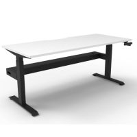 RAPIDLINE BOOST CRANK SINGLE SIDED WORKSTATION WITH CABLE TRAY 1500 X 750 X 705MM NATURAL WHITE TOP AND BLACK SATIN FRAME