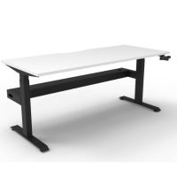 RAPIDLINE BOOST CRANK SINGLE SIDED WORKSTATION WITH CABLE TRAY 1800 X 750 X 705MM NATURAL WHITE TOP AND BLACK SATIN FRAME