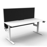 RAPIDLINE BOOST CRANK SINGLE SIDED WORKSTATION WITH SCREEN 1200 X 750 X 705MM NATURAL WHITE TOP AND WHITE SATIN FRAME