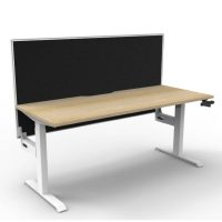 RAPIDLINE BOOST CRANK SINGLE SIDED WORKSTATION WITH SCREEN 1800 X 750 X 705MM NATURAL OAK TOP AND WHITE SATIN FRAME