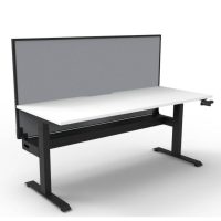 RAPIDLINE BOOST CRANK SINGLE SIDED WORKSTATION WITH CABLE TRAY AND SCREEN 1200 X 750 X 705MM NATURAL WHITE TOP AND BLACK SATIN FRAME