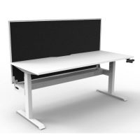 RAPIDLINE BOOST CRANK SINGLE SIDED WORKSTATION WITH CABLE TRAY AND SCREEN 1200 X 750 X 705MM NATURAL WHITE TOP AND WHITE SATIN FRAME