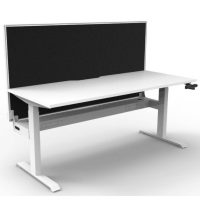 RAPIDLINE BOOST CRANK SINGLE SIDED WORKSTATION WITH CABLE TRAY AND SCREEN 1500 X 750 X 705MM NATURAL WHITE TOP AND WHITE SATIN FRAME