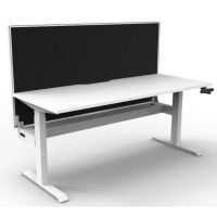 RAPIDLINE BOOST CRANK SINGLE SIDED WORKSTATION WITH CABLE TRAY AND SCREEN 1800 X 750 X 705MM NATURAL WHITE TOP AND WHITE SATIN FRAME