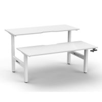 RAPIDLINE BOOST CRANK BACK TO BACK WORKSTATION 1800 X 1500 X 705MM NATURAL WHITE TOP AND WHITE SATIN FRAME