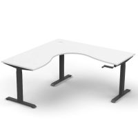 RAPIDLINE BOOST CRANK CORNER WORKSTATION 1500 X 1500 X 750MM NATURAL WHITE TOP AND BLACK SATIN FRAME