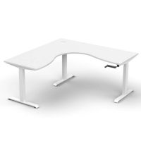 RAPIDLINE BOOST CRANK CORNER WORKSTATION 1800 X 1500 X 750MM NATURAL WHITE TOP AND WHITE SATIN FRAME