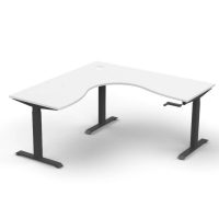 RAPIDLINE BOOST CRANK CORNER WORKSTATION 1800 X 1800 X 750MM NATURAL WHITE TOP AND BLACK SATIN FRAME