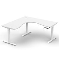 RAPIDLINE BOOST CRANK CORNER WORKSTATION 1800 X 1800 X 750MM NATURAL WHITE TOP AND WHITE SATIN FRAME