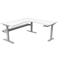 RAPIDLINE BOOST CRANK CORNER WORKSTATION WITH CABLE TRAY 1500 X 1500 X 750MM NATURAL WHITE TOP AND WHITE SATIN FRAME