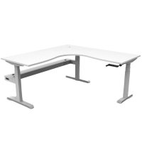 RAPIDLINE BOOST CRANK CORNER WORKSTATION WITH CABLE TRAY 1800 X 1500 X 750MM NATURAL WHITE TOP AND WHITE SATIN FRAME