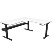 RAPIDLINE BOOST CRANK CORNER WORKSTATION WITH CABLE TRAY 1800 X 1800 X 750MM NATURAL WHITE TOP AND BLACK SATIN FRAME
